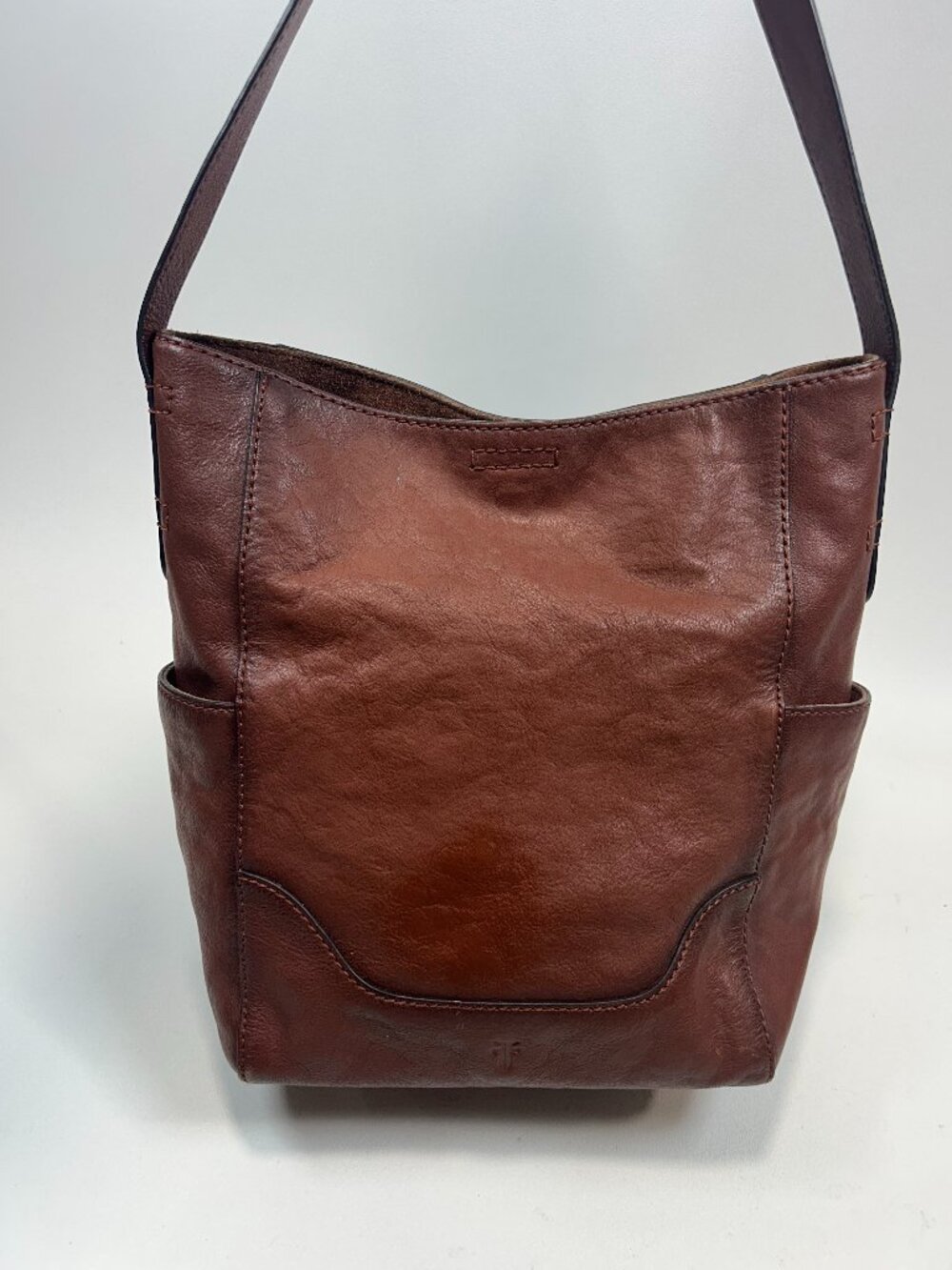 FRYE Women's Leather Side Pocket Hobo Shoulder Bag Brown